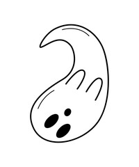 Cartoon haunted Halloween icon. Vector illustration of cute ghost character.