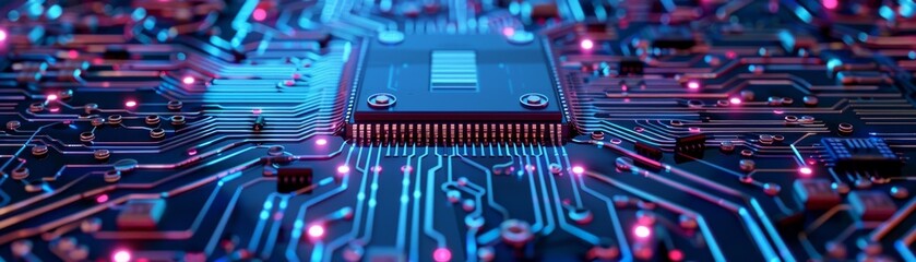 Digital Innovation Concept: Futuristic Circuit Board Symbolizing Technological Breakthroughs and Progress with Copyspace for Text