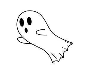 Cartoon haunted Halloween icon. Vector illustration of cute ghost character.