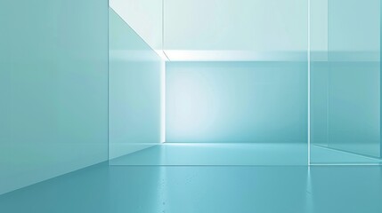 Sky Blue Hue Minimalistic Glass block space in a Modern Atmosphere, future smart office, business concept, Graphic Resources, Wallpapers, Brochure, Websites, banner design, Advertising, background