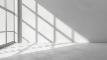 Fototapeta premium abstract. minimalistic background for product presentation. walls in large empty room. can full of sunlight. Loft wall or minimalist wall. Shadow, light from windows to plaster wall.