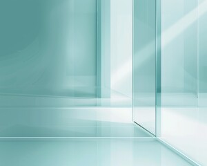 Sky Blue Hue Minimalistic Glass block space in a Modern Atmosphere, future smart office, business concept, Graphic Resources, Wallpapers, Brochure, Websites, banner design, Advertising, background