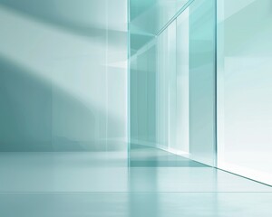 Fototapeta premium Sky Blue Hue Minimalistic Glass block space in a Modern Atmosphere, future smart office, business concept, Graphic Resources, Wallpapers, Brochure, Websites, banner design, Advertising, background