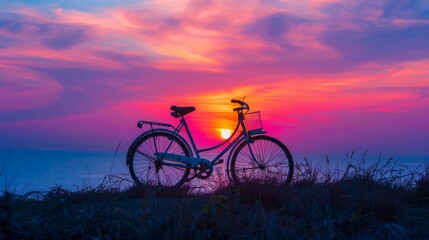 Obraz premium cycle merged in sunset