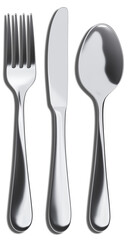 fork, knife, spoon, cutlery chrome half matt with shadow