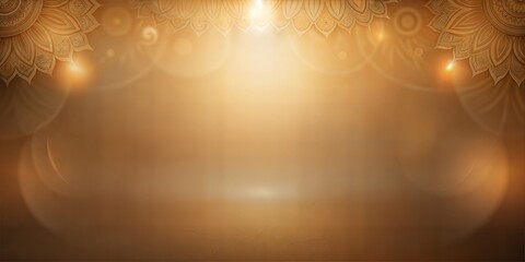 Festive golden background with bokeh lights and mandala decoration, creating a warm and inviting atmosphere for diwali celebrations