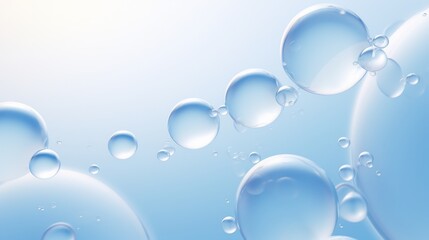 Clear blue bubbles on a light background, creating a refreshing, airy atmosphere, perfect for spa, skincare, and wellness concepts.