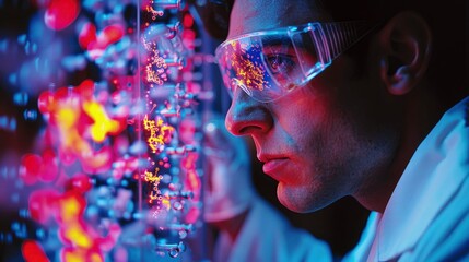 Close-up of a biotechnologist analyzing the structure of a protein using X-ray crystallography