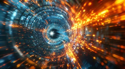 Obraz premium An animated depiction of a particle tunneling through a barrier a phenomenon that plays a significant role in quantum computing and communication.