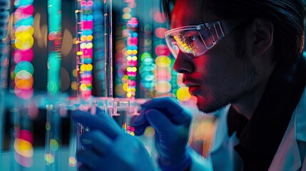 Fototapeta premium Researcher conducting a gene expression analysis using fluorescence microscopy techniques