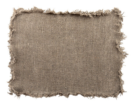 Burlap texture. A piece of torn burlap on a white background. Canvas. Packing material