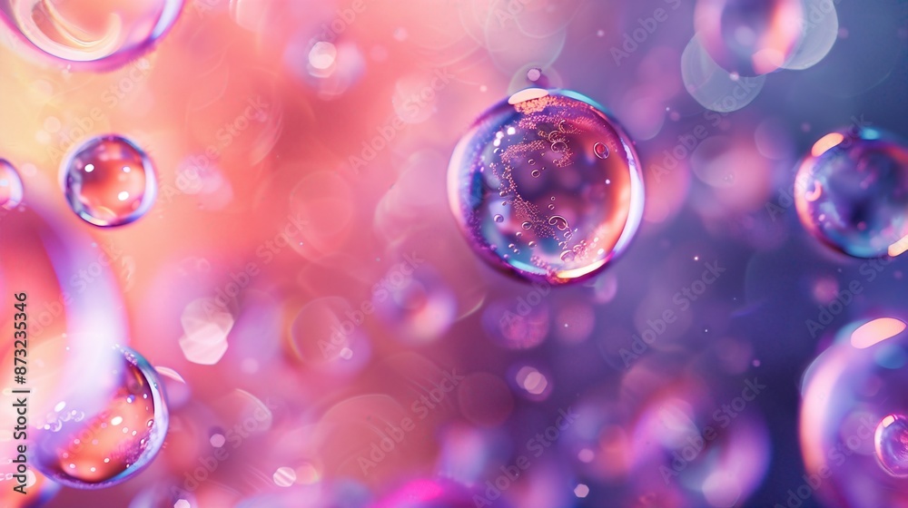 Wall mural vibrant abstract background with colorful bubbles and bokeh lights, creating a dreamy and ethereal a