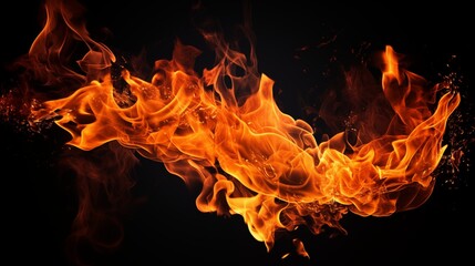 Dynamic Blaze: A Vibrant Display of Flames Against a Dark Background