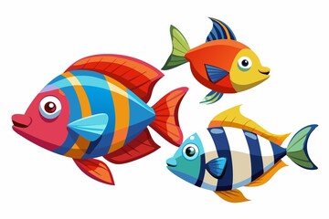 Fototapeta premium a set of different species of marine life living in the sea, on a white background