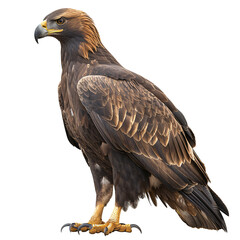 Obraz premium Majestic eagle in die cut PNG style isolated on white and transparent background showcasing its sharp features and detailed plumage