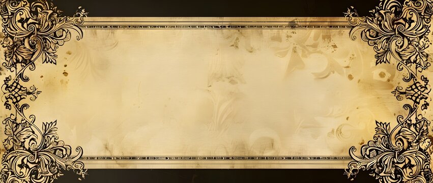 Ornate Vintage Victorian Filigree Page Border Design with Decorative Architectural Accents and Blank Central Area for Customization