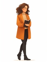 Writer Author female, Full body character, Vector illustration, Clip art, Arts and Entertainment, isolated on white background 