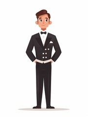 Obraz premium Actor male, Full body character, Vector illustration, Clip art, Arts and Entertainment, isolated on white background 