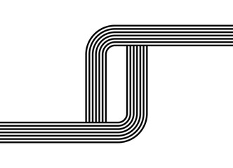 Abstract vector striped pattern of parallel lines, black on white background. black and white background for design of packaging, clothes, interior, Vector background in retro style. Wall art. Disco