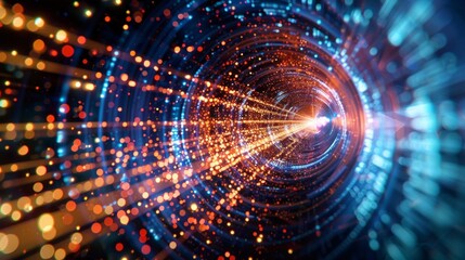 A display of pulsating lights representing the energy exchange between the electromagnetic and weak nuclear forces.