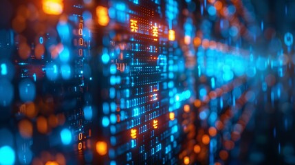Obraz premium Cryptocurrency coins against tech binary abstract background.