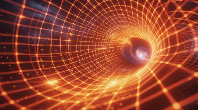A warped and distorted grid depicting the bending and warping of spacetime in the presence of massive objects.