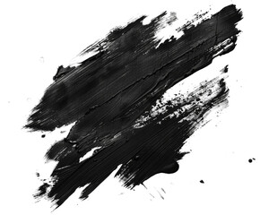 Artistic black paint texture on a white background, abstract and rough.