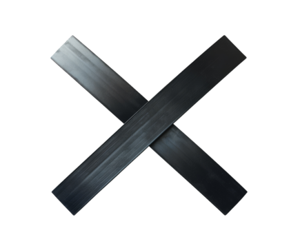 Black tape crossed in an X shape, isolated on white.
