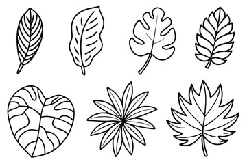 Tropical Leaves Line Art Minimalist Leaf Design