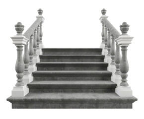 Fototapeta premium White staircase with evenly spaced steps, isolated on white.