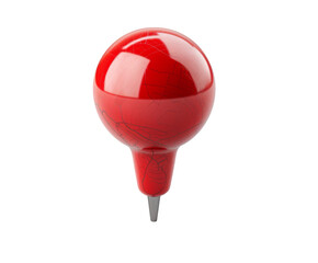 Obraz premium image of a red map pin icon, shiny and reflective, with a subtle map texture on the surface.