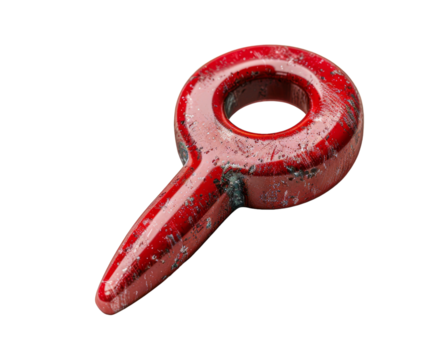 image of a red map pin icon, shiny and reflective, with a subtle map texture on the surface.