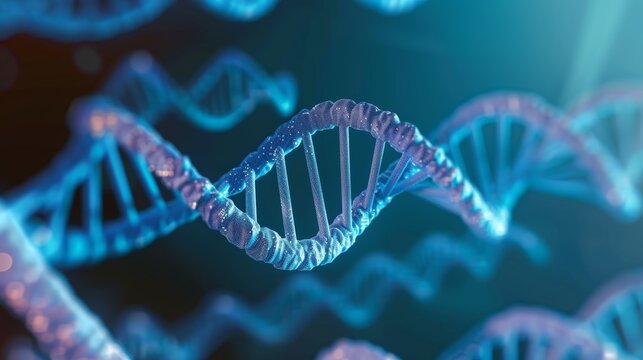 Human DNA helix integrated with digital interfaces and bioinformatics data, deep analysis, futuristic biotech, genetic innovation