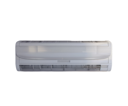 Modern air conditioner unit, isolated on white background.