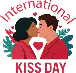 Vector romantic illustration of International Kiss Day
