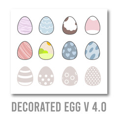 illustrations of Easter eggs and decorated eggs version 4