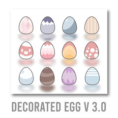 illustrations of Easter eggs and decorated eggs version 3