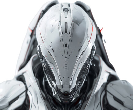 Humanoid robot with futuristic design on white background..