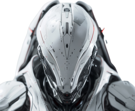 Humanoid robot with futuristic design on white background..