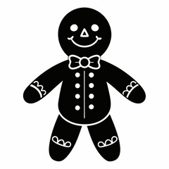 Boho Rustic Christmas Gingerbread man black vector silhouette