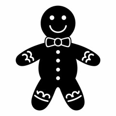 Boho Rustic Christmas Gingerbread man black vector silhouette