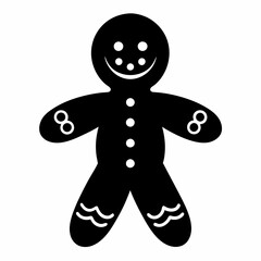 Boho Rustic Christmas Gingerbread man black vector silhouette