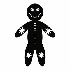Boho Rustic Christmas Gingerbread man black vector silhouette