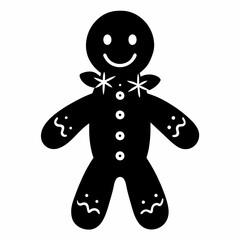 Boho Rustic Christmas Gingerbread man black vector silhouette