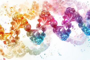 DNA molecules, colorful and detailed, scientific theme, illustration background