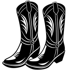 Cowgirl and Cowboy Boots Silhouette Vector