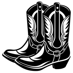 Cowgirl and Cowboy Boots Silhouette Vector