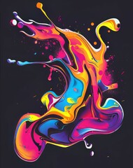 Colorful abstract painting with vibrant fluid shapes and dynamic movement