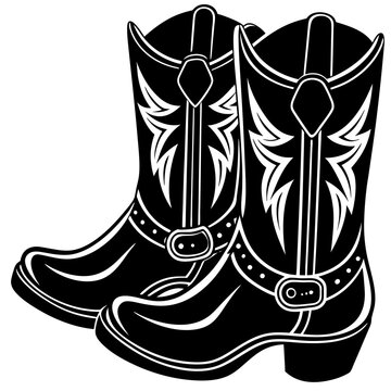 black cowboy boots graphic clip art preview