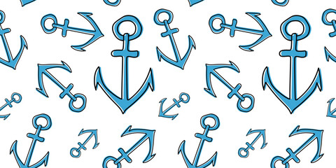 Seamless vector pattern with Anchors. Template for wallpaper, pattern fills, web page background, surface textures. Flat And Linear style Rapport Navy Illustration for Wrapping paper.